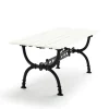 Table Byarum 142x72 cm, Pin laqué blanc, support noir