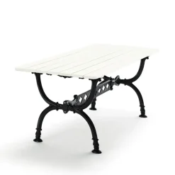 Table Byarum 142x72 cm, Pin laqué blanc, support noir