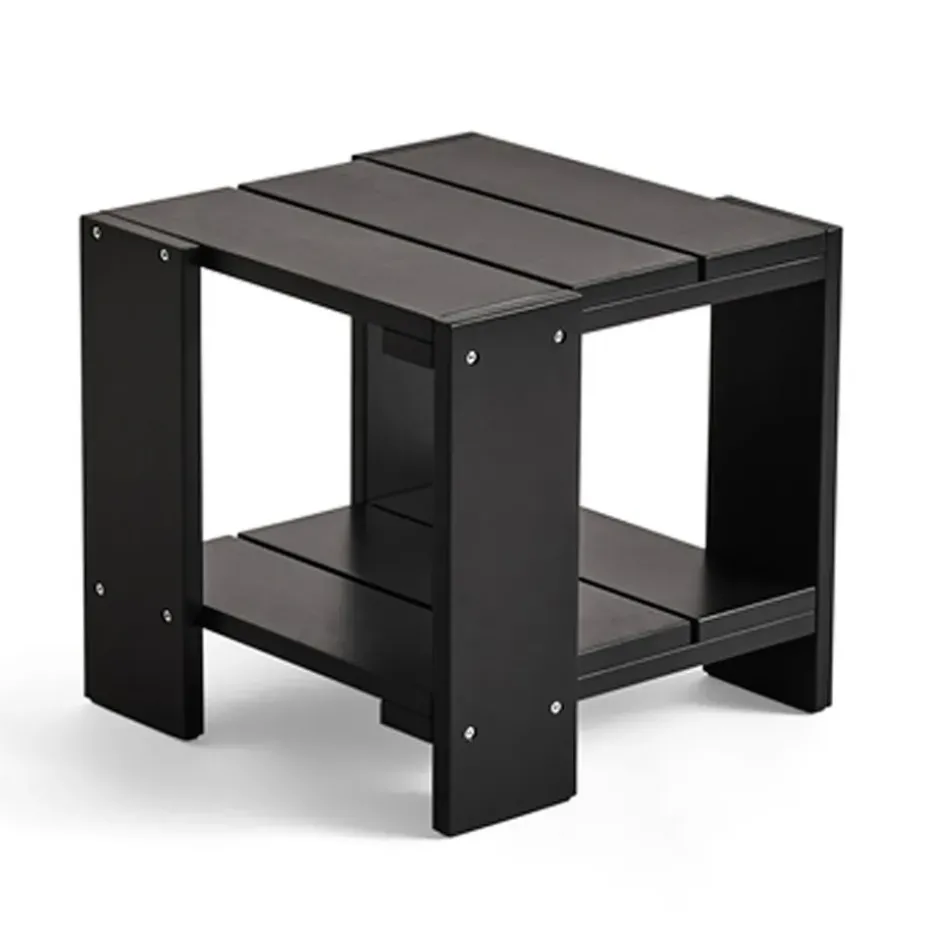 Table Crate Side Table 49,5x49,5x45 cm pin laqué, Black
