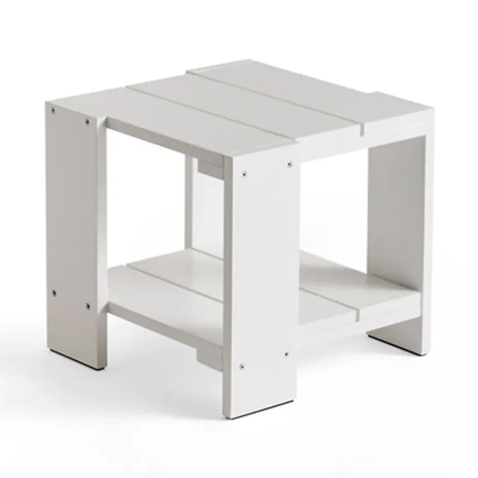 Table Crate Side Table 49,5x49,5x45 cm pin laqué, White