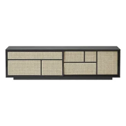Table d'appoint Air, bas, noir, rotin