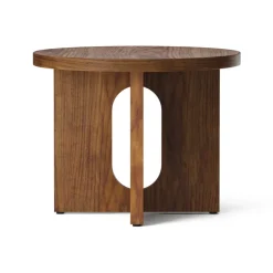 Table d’appoint Androgyne Ø50 cm base en noyer, Plateau de table en noyer