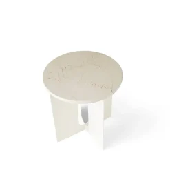 Table d'appoint Androgyne, marble ivory, ø 42 cm, structure en acier ivoire