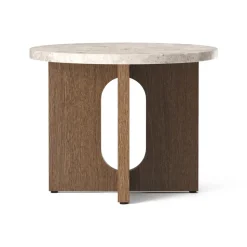 Table d’appoint Androgyne Ø50 cm chêne teinté foncé, Plateau de table Kunis Breccia