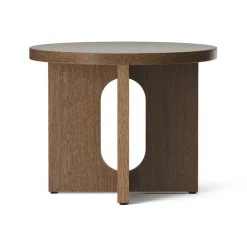 Table d’appoint Androgyne Ø50 cm chêne teinté foncé, Plateau de table en chêne teinté foncé