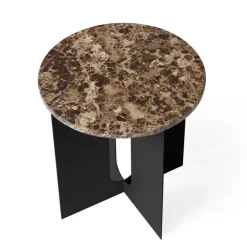 Table d'appoint Androgyne, plateau de table Ø42 cm, Marron Emperador