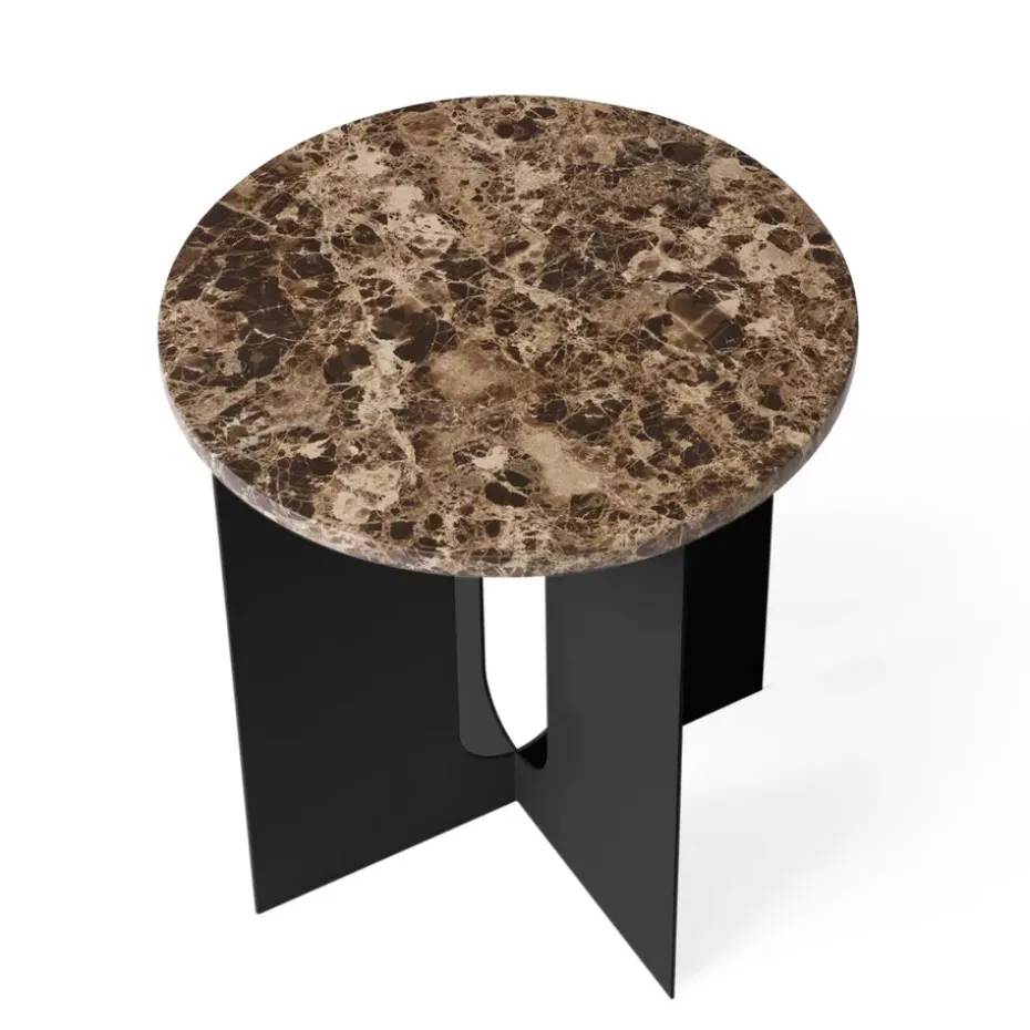 Table d'appoint Androgyne, plateau de table Ø42 cm, Marron Emperador