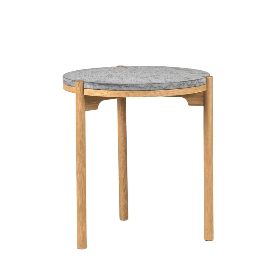 Table d’appoint Dondo chêne blanchi Ø45 cm, Calcaire raboté