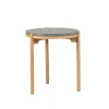 Table d’appoint Dondo chêne blanchi Ø45 cm, Calcaire poli
