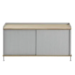 Table d'appoint Enfold, basse 125x45x63 cm, chêne, gris