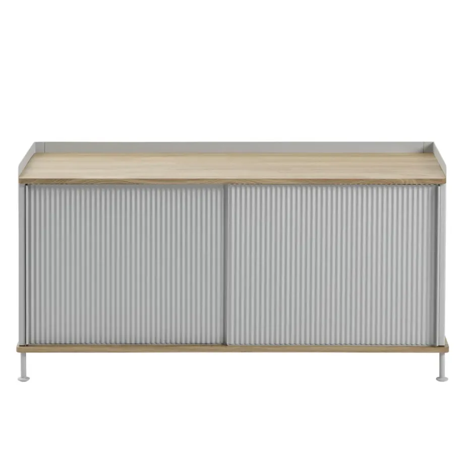 Table d'appoint Enfold, basse 125x45x63 cm, chêne, gris