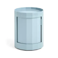 Table d'appoint Facet Cabinet low pieds/roues 49 cm, Misty blue