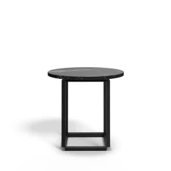 Table d'appoint Florence, black marquina marble, ø 50 cm, structure noire
