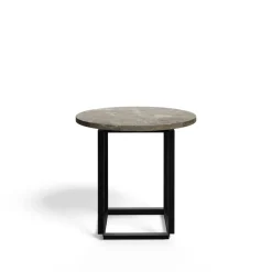 Table d'appoint Florence, gris du marais marble, ø 50 cm, structure noire