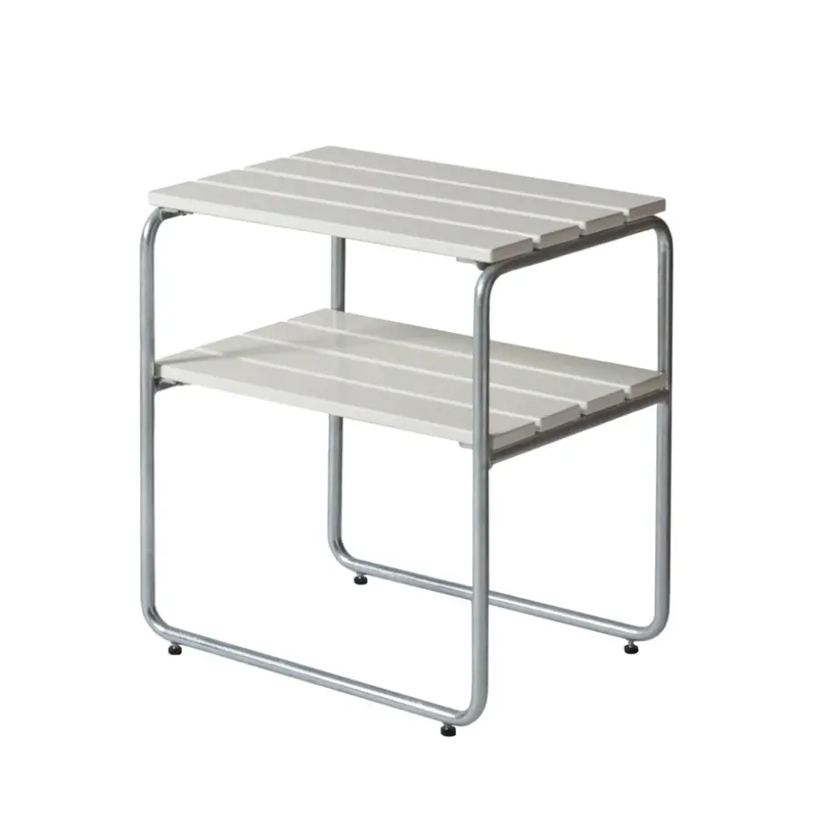Table d'appoint Grythyttan, Chêne laqué blanc - structure en acier avec galvanisation à chaud