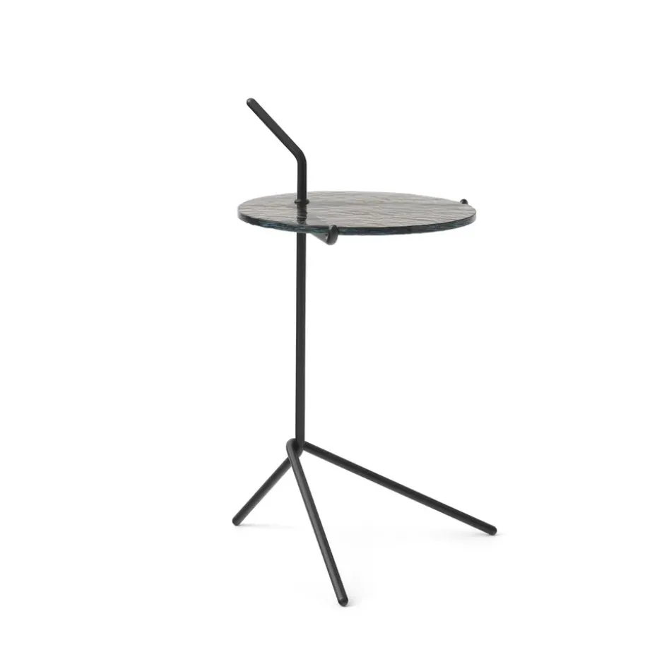 Table d'appoint Halten SH9, Smoked glass-warm black
