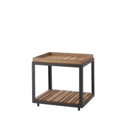 Table d'appoint Level, Teck-pied lava grey