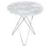 Table d'appoint Mini O Tall Ø50 H50, structure en acier inoxydable, marbre blanc