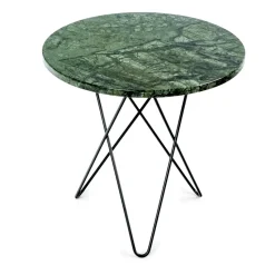 Table d'appoint Mini O Tall Ø50 H50, structure noire, marbre vert