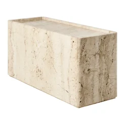 Table d'appoint Pietra 30x80x40 cm, Travertin blanc neutre