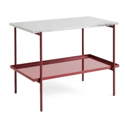 Table d'appoint Rebar 75x44x55 cm, Grey marble-barn red