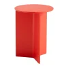 Table d'appoint Slit high Ø35 cm, Candy red lacquered oak