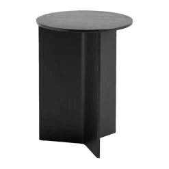 Table d'appoint Slit high Ø35 cm, Black lacquered oak