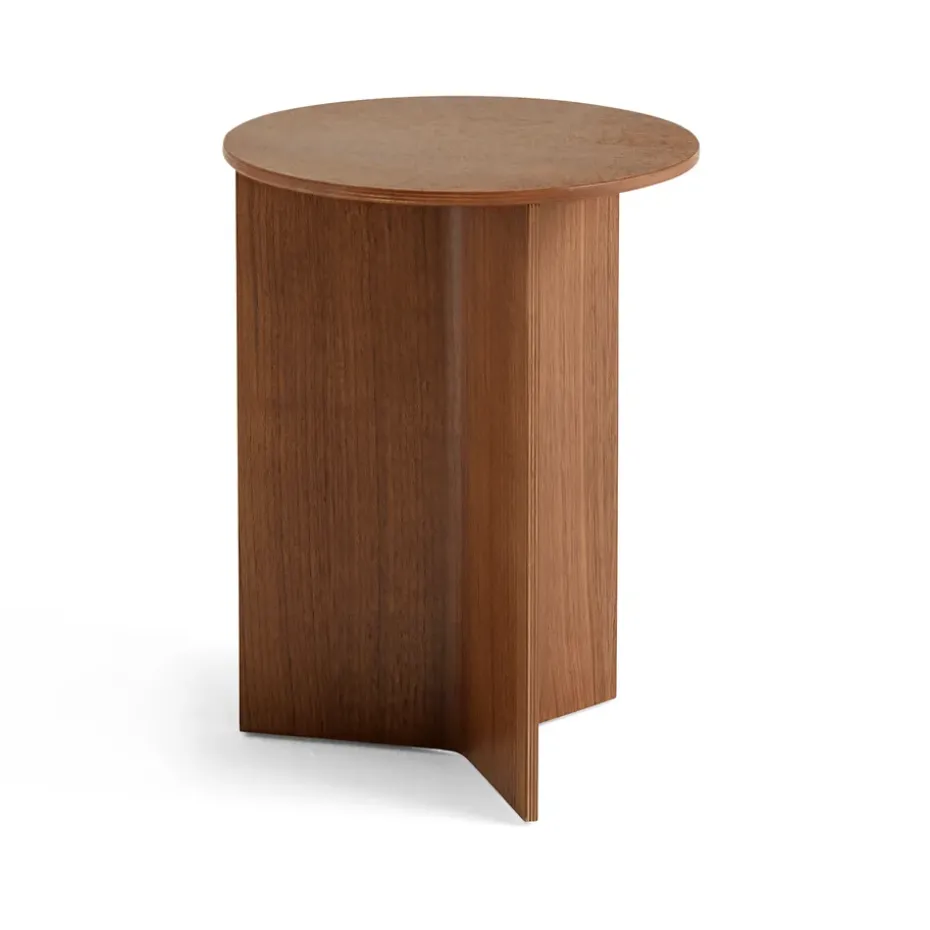 Table d'appoint Slit high Ø35 cm, Lacquered walnut
