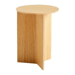 Table d'appoint Slit high Ø35 cm, Lacquered oak