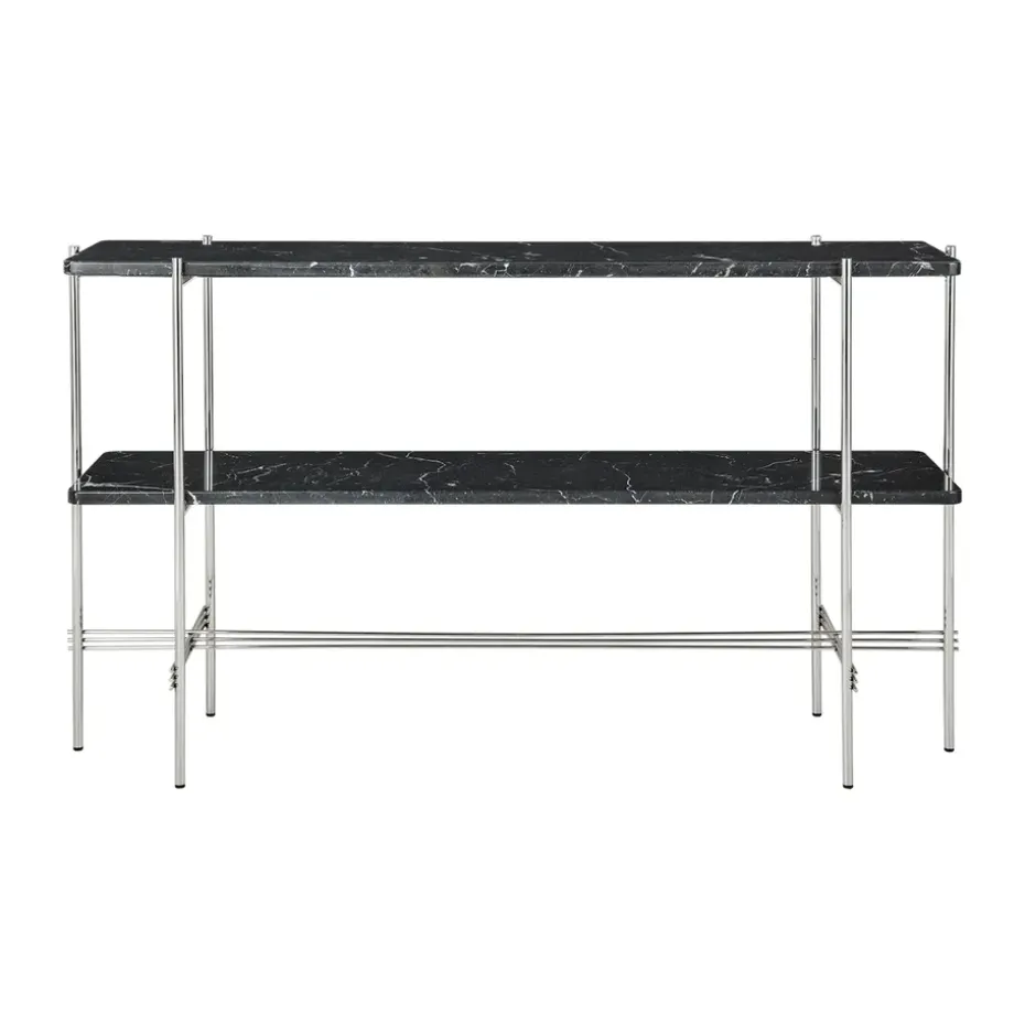 Table d’appoint TS Console 120x30x72 cm, Black marquina marble-acier