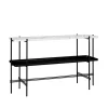 Table d’appoint TS Console 120x30x72 cm, white carrara marble, structure noire, avec plateau