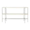 Table d’appoint TS Console 120x30x72 cm, Neutral white travertine-acier