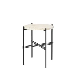 Table d'appoint TS Round, natural white travertine, ø40, structure noire
