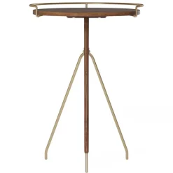 Table d’appoint Umanoff noyer et laiton poli, 60 cm