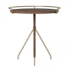 Table d’appoint Umanoff noyer et laiton poli, 45 cm