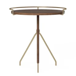 Table d’appoint Umanoff noyer et laiton poli, 45 cm