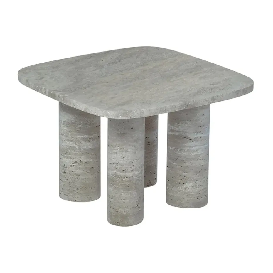 Table d'appoint Volos S 52x52 cm, Silver Travertine