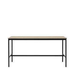 Table de bar Base High, oak, structure noire, bord en contreplaqué, l85 L190 H95