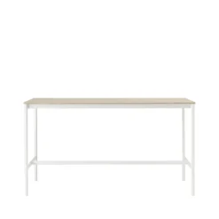 Table de bar Base High, oak, structure blanche, bord en contreplaqué, l85 L190 H105