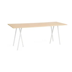 Table de bar Loop Stand incl. support 92,5x250 cm, White-clear lacq. oak