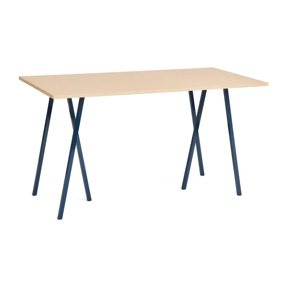 Table de bar Loop Stand incl. support 87,5x180 cm, Deep blue-clear lacq. oak