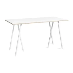 Table de bar Loop Stand incl. support 87,5x180 cm, White-white laminate-plywood