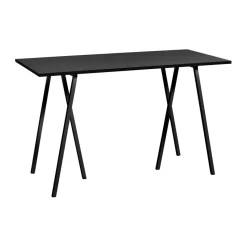 Table de bar Loop Stand incl. support 77,5x160 cm, Black-black linoleum-black ash