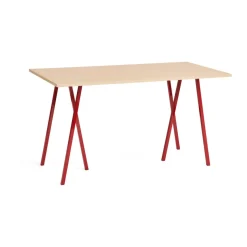 Table de bar Loop Stand incl. support 87,5x180 cm, Maroon red-clear lacq. oak