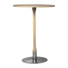 Table de bar Rod Ø70 cm, Chêne laqué mat pigment blanc