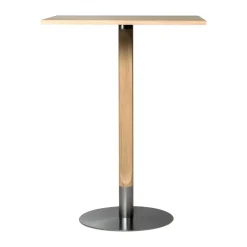 Table de bar Rod 70x70 cm, Chêne laqué mat pigment blanc