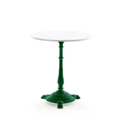 Table de café Classic, Marbre blanc, support vert