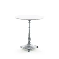 Table de café Classic, Marbre blanc, support en aluminium brut