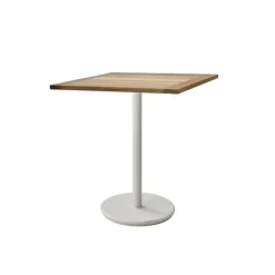 Table de café Go teak 72x72 cm, Support blanc