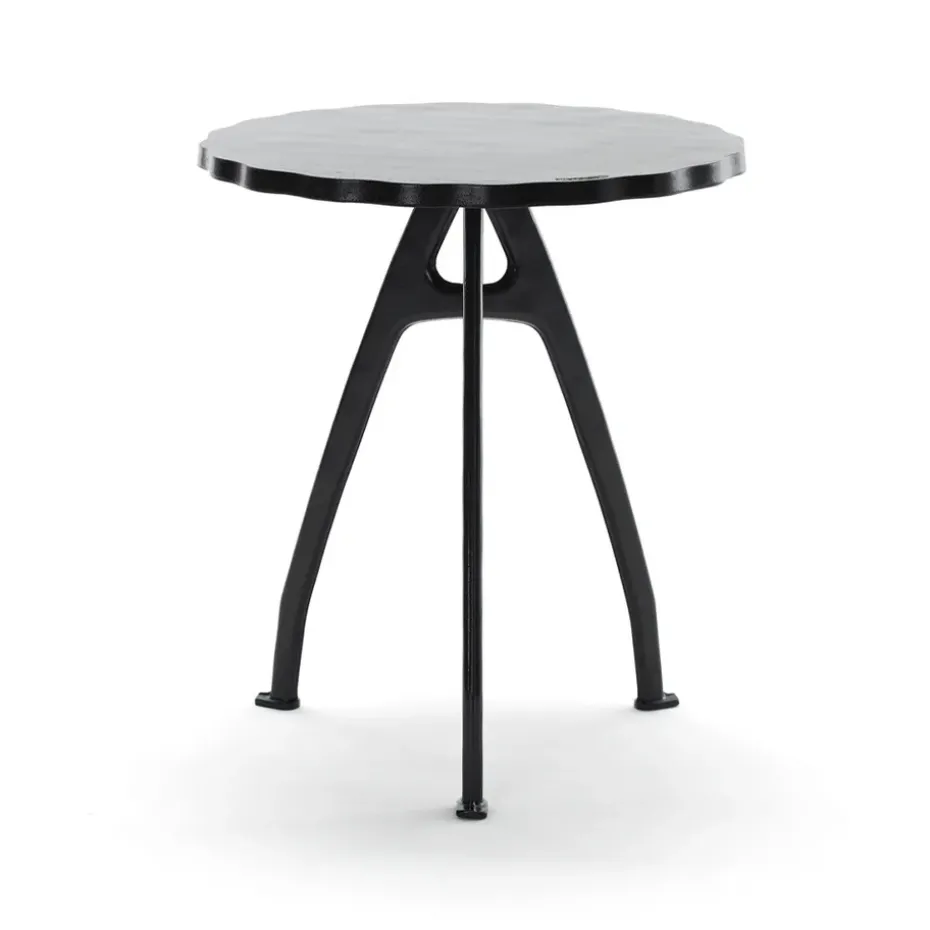 Table de café Odd, Noir, support laqué noir, bord ondulé